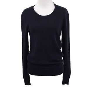 Reiss Sweater Womens XS‎ Navy Blue Knit Cotton Cashmere Pullover Lace Black